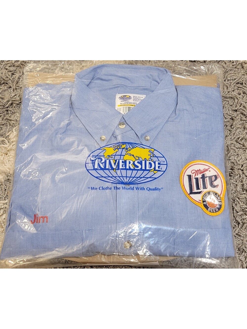 Vtg Miller Lite Uniform Embroidered Logo Long Sleeve Button Shirt L Riverside
